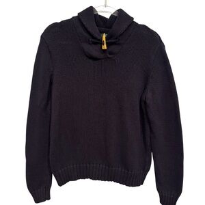 Lauren Ralph Lauren Navy Cotton Sweater Gold Toggle Size M